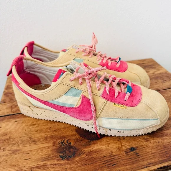 Nike x Union Cortez Collab Sneaker Shoes Cork Like Bottom Pink Blue - Picture 3 of 10